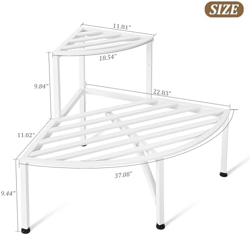 Dipion 2 Tier Corner Plant Stand Outdoor Metal,Indoor Plant Shelf,White - Image 5