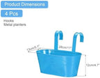 uxcell Rail Planter for Outdoor Plants, 4 Pcs 11" Iron Wall Hanging Planters Fence Railing Balcony Planters with Drainage Holes and Detachable Hooks, Dark Blue - Image 2