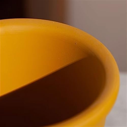 Planter Flower Pots Solid Color High Thin Round Thick Side Plant Pots Tall Simple with Tray Ceramic Planters for Home/Office/Garden/Balcony Flower Pots(Yellow,XS) - Image 4