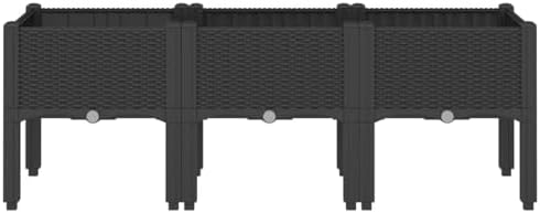 Gecheer Elevated Garden Planter Box with Legs, 47x16x17 Inch Black Raised Planter for Outdoor Patio, Durable PP Vegetable Flower Pot with Rattan Look, Easy Drainage by Gecheer