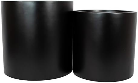 Brea Round Cylinder Fiberglass Planter (D:12" x H:12", Matte Black) - Image 2