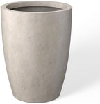 Kante Small Round Tapered Weathered Concrete Planter 18.1" Tall, Outdoor by Unknown