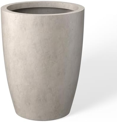 Kante Small Round Tapered Weathered Concrete Planter 18.1" Tall, Outdoor by Unknown
