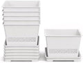 4.7"Wx4.3"H Plant Pots 6 Packs Smart Drainage Square Flower Pots S16 White by Unknown
