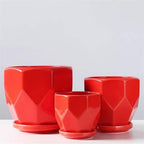 Plant Pot Ceramic Flower Pots Ceramic Large with Tray Simple Household Creative Green Succulent Flower Pots Flower Pots(Gris,Large) (Red L) - Image 6