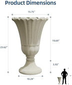 24" Tall Urn Planters for Outdoor Plants, Urns and Pedestal, Beige - Image 2