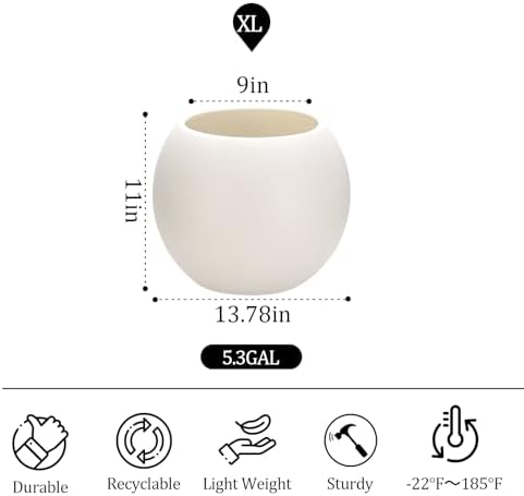 Large Round Planter,Planters for Indoor Plants & Outdoor,Durable Plastic Material Sphere Planter with Drainage Hole & Rubber Plug Weather Resistant,Plant Pot - Image 2