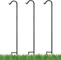 Ashman Black Shepherd Hook 92 Inch (Pack of 3), 1/2-Inch Thick, Solid Metal Single Piece Hook, Super Strong, Rust Resistant, Hanging Plant Baskets, Heavy Bird Feeders & More. by AshmanOnline