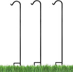 Ashman Black Shepherd Hook 92 Inch (Pack of 3), 1/2-Inch Thick, Solid Metal Single Piece Hook, Super Strong, Rust Resistant, Hanging Plant Baskets, Heavy Bird Feeders & More. by AshmanOnline