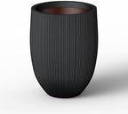 Kante Small Round Bullet Black Concrete Planter 21.7" Tall, Outdoor by Unknown