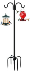 Gtongoko Bird Feeder Pole for Outdoors Heavy Duty, 108 Inch Double Shepherds Hook with 5-Prong Stable Base, 3/4 Inch Thick Hummingbird Feeder Stand for Hanging Plants, Lanterns, 1 Pack by Gtongoko