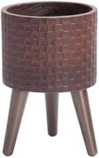 D'vine Dev Planter Pot with Wood Stand, 8 in, Espresso, 88-Z-A-6 by DvineDevPlanterPotsandStand