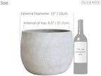 Olly & Rose Barcelona Ceramic Plant Pot Large 25cm 10 Inch - Light Grey Off White Flower Pots - Indoor & Outdoor Planters - Image 3