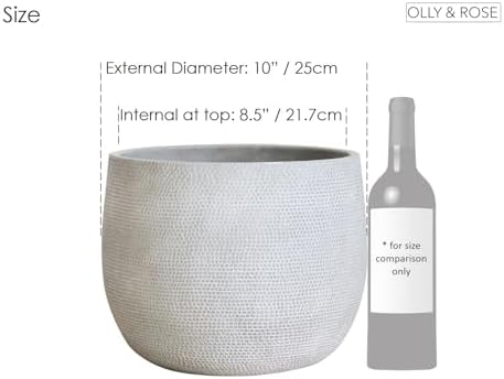 Olly & Rose Barcelona Ceramic Plant Pot Large 10 Inch - Off White Grey Flower Pots - Plant Pots Indoor & Outdoor Planters Extra Large - Image 4