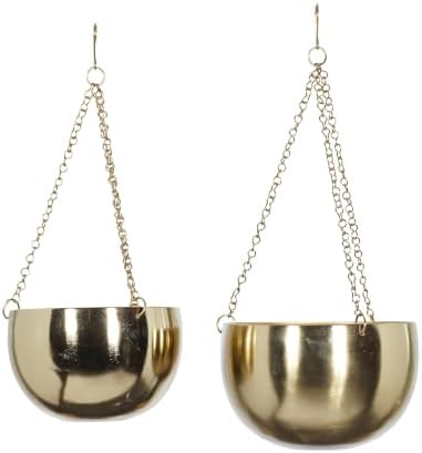 deco 79 Metal Wall Planter, Set of 2 Planter 5", 6" H, Gold - Image 2