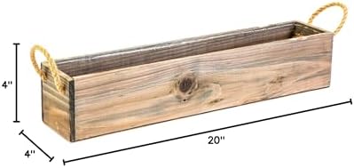 20" Rectangular Rustic Wood Planter with Handle and Plastic Liner l Rustic Barn Wood l Country Style, Home and Wedding Decorations, Garden Ornaments (20x4 w Handle Set of 2, Natural) - Image 7