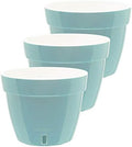 DECOPOTS - 3 Pack - Self Watering Planter - Modern Flower Pot with Water Level Indicator - 7.1" Tall - for All House Plants, Flowers, Herbs (Diameter 9.2", Menthol - White) by DecoPots-SelfWateringPots
