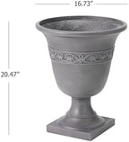 Christopher Knight Home Sical Round Concrete Planter, Garden Flower Pot with Drainage Hole, MGO Patio Urn Planter for Outdoor Plants, Outdoor Planter Box, No Assembly, Light Gray - Image 6