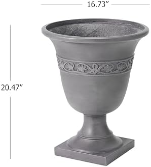 Christopher Knight Home Sical Round Concrete Planter, Garden Flower Pot with Drainage Hole, MGO Patio Urn Planter for Outdoor Plants, Outdoor Planter Box, No Assembly, Light Gray - Image 6