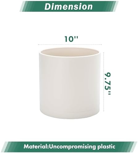 D'vine Dev Plastic Planter Pot with Saucer, 10 in, Oatmeal, 74-X-H-2 - Image 3