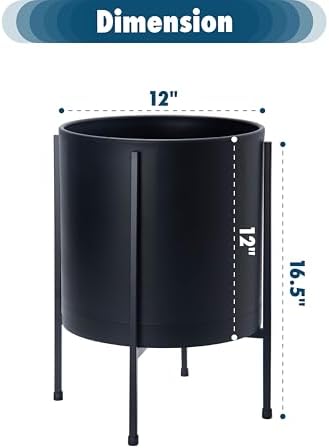 D'vine Dev Plastic Planter Pot with Metal Stand, Black, 12 in, 55-D-B-3 - Image 3