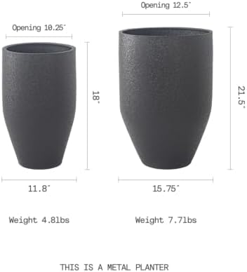 FAB HAB Glade Handmade Tall Metal Planters in Matte Black – Set of 2 (18”, 21” H), Indoor/Outdoor, Lightweight with Drainage Holes - Image 3