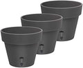 DECOPOTS - Pack of 3 - Self Watering Planter - Height 9.2 inches - Flower Pot with Bottom Watering Level Indicator for All House Plants, Flowers, Herbs (Diameter 9.2", Graphite) by DecoPots-SelfWateringPots