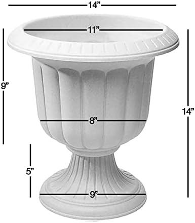 Novelty Classic Urn Garden Pot/Planter, Plastic, Stone Color - 14 Inch (2 Pack) - Image 2