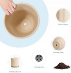 Deep Dream 6 Inch Ceramic Pots for Plants, Heavy Plant Pot for Indoor Outdoor Plants, Large Plant Pot with Drainage Hole and Saucer, Modern Tall Flower Pot, Gifts for Plant Lovers, Cream - Image 5