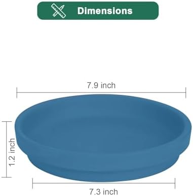 vensovo 8 Inch Steel Blue Terracotta Plant Saucers, 4 Pack Large Clay Trays - Image 2