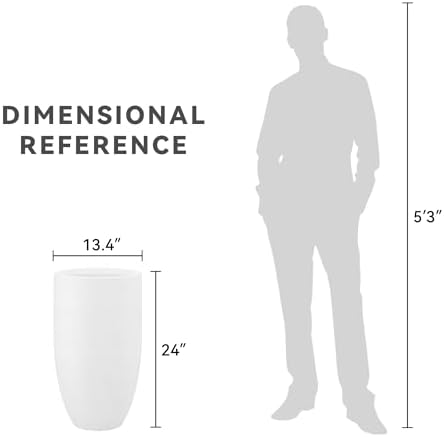 Kante Tall Concrete Planter, 24" Modern White Floor Pot for Home Decor - Image 7
