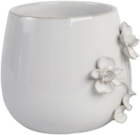 Ceramic Planter and Flower Pot for Home Decor – Elegant Plant Pot with Sculpted Floral Detail for Indoor and Outdoor Use – Adds a Romantic Touch to Garden, Patio, Living Room, or Shelf – 6" Ivory - Image 6