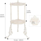 Sungmor Vintage Cast Iron 2-Tier Plant Stand, 24 Inch Tall Antique White - Image 5