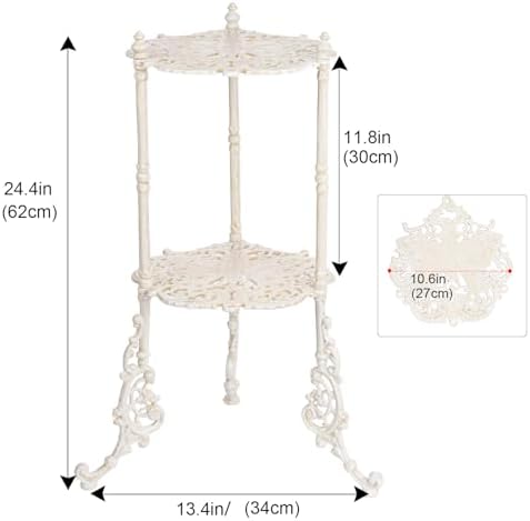 Sungmor Vintage Cast Iron 2-Tier Plant Stand, 24 Inch Tall Antique White - Image 5