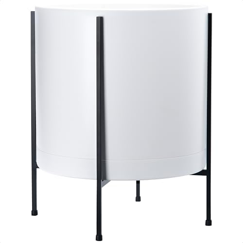 D'vine Dev Plastic Planter Pot with Metal Stand, White, 16 in, 55-D-A-5 by DvineDevPlanterPotsandStand