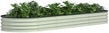 MUPATER 8x2x1 ft Raised Garden Bed Outdoor for Vegetables, 9-in-1 Galvanized Metal Planter Box, 11.1'' H Modular Garden Bed Kit Oval for Herbs and Flowers, Pearl White by MUPATERHome