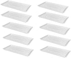 SUNPACK 10" x 20" Heavy Duty Shallow Plastic Seed Starting Tray, White, 1" (Pack of 10) - Lined with Drainage Holes for Excess Water and Aeration, Ideal for Greenhouses or Indoor Gardening by SUNPACK