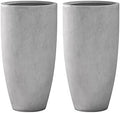 Kante 23.6" H Natural Concrete Tall Planters Two Pack, Large Outdoor Indoor Garden Plant Pots with Drainage Hole and Rubber Plug, Modern Decor for Home and Garden by Unknown