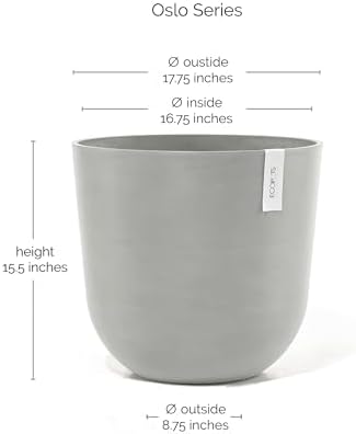 Ecopots Oslo Round Flower Planter, White Grey, 17.75" - Image 3