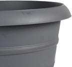 The HC Companies 12 Inch Marina Planter Lightweight Indoor Outdoor Plastic Plant Pot for Herbs and Flowers, Warm Gray (Pack of 2) - Image 2