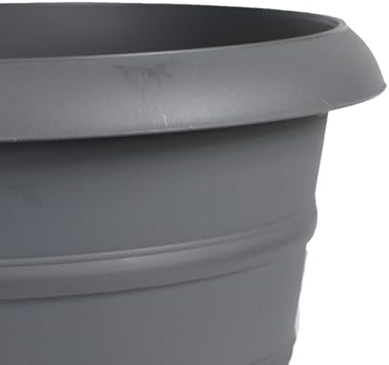 The HC Companies 16 Inch Marina Planter Lightweight Indoor Outdoor Plastic Plant Pot for Herbs and Flowers, Warm Gray (Pack of 2) - Image 2
