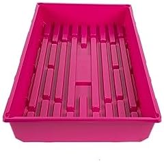 SUNPACK 10" x 20" Mega Plastic Seed Starting Tray, Magenta, 2.5" - No Drainage Holes, Ideal for Greenhouses or Indoor Gardening - Made of Thick, Strong Plastic - Image 2