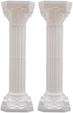 White Plastic Roman Columns Wedding Decor, 2 Pack 34.65 Inch Decorative Roman Pillar Pedestal Stand, Flower Pot Holder for Wedding Party Ceremony Garden Patio Lawn Decor by Unknown