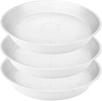 3 Pack of 22 inch Plant Saucer, 3.6" Depth Tray, Large Deep Garden Plastic Flower Planter Plant Trays for Indoors Outdoor Bath Bath (22", Creamy White) by Bleuhome