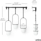 Umbra Triflora Hanging Planter, Indoor Herb Garden, Set of 3, White/Black - Image 3