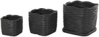 Deco 79 Ceramic Indoor Outdoor Planter Wavy Ribbed Large Planter Pot with Attached Saucer, Set of 3 Planters 7",6",5" H, Black - Image 7