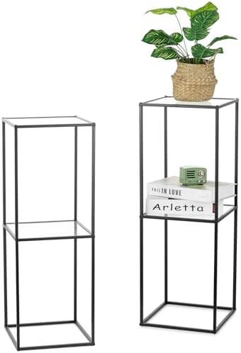 NUPTIO Pedestal Stand Centerpiece, 31.5", Black, 2 Tiers Panel, 2 Pcs by Nuptio