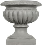 Merax 18.11" H Ornate Scrollwork Pedestal Urn Planter Weather-Resistant MGO Outdoor Flower Pot for Garden Patio and Front Porch Entrance,Gray - Image 4