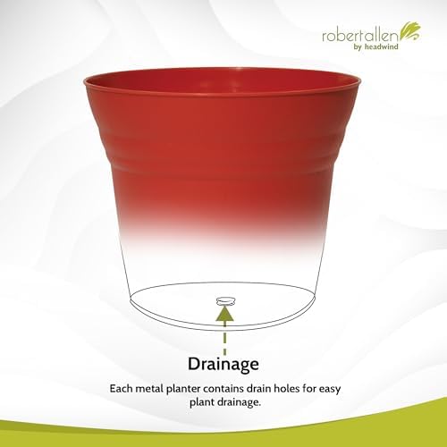 Headwind Traverse Planters – 14" 2 Pack Plastic Plant Pot in Brick Red - Indoor & Outdoor Pots for Plants with Drainage - Decorative Plant Pot, Flower Pots Outdoor for Garden by Robert Allen - Image 6