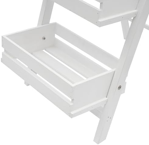 Wooden Plant Stand with Chalkboard, 3-Tier Solid Wood Plant Stand, Fir Wood Ladder Shelf for Indoor/Outdoor Plants, Succulents, 22lbs Load Capacity (White) - Image 3